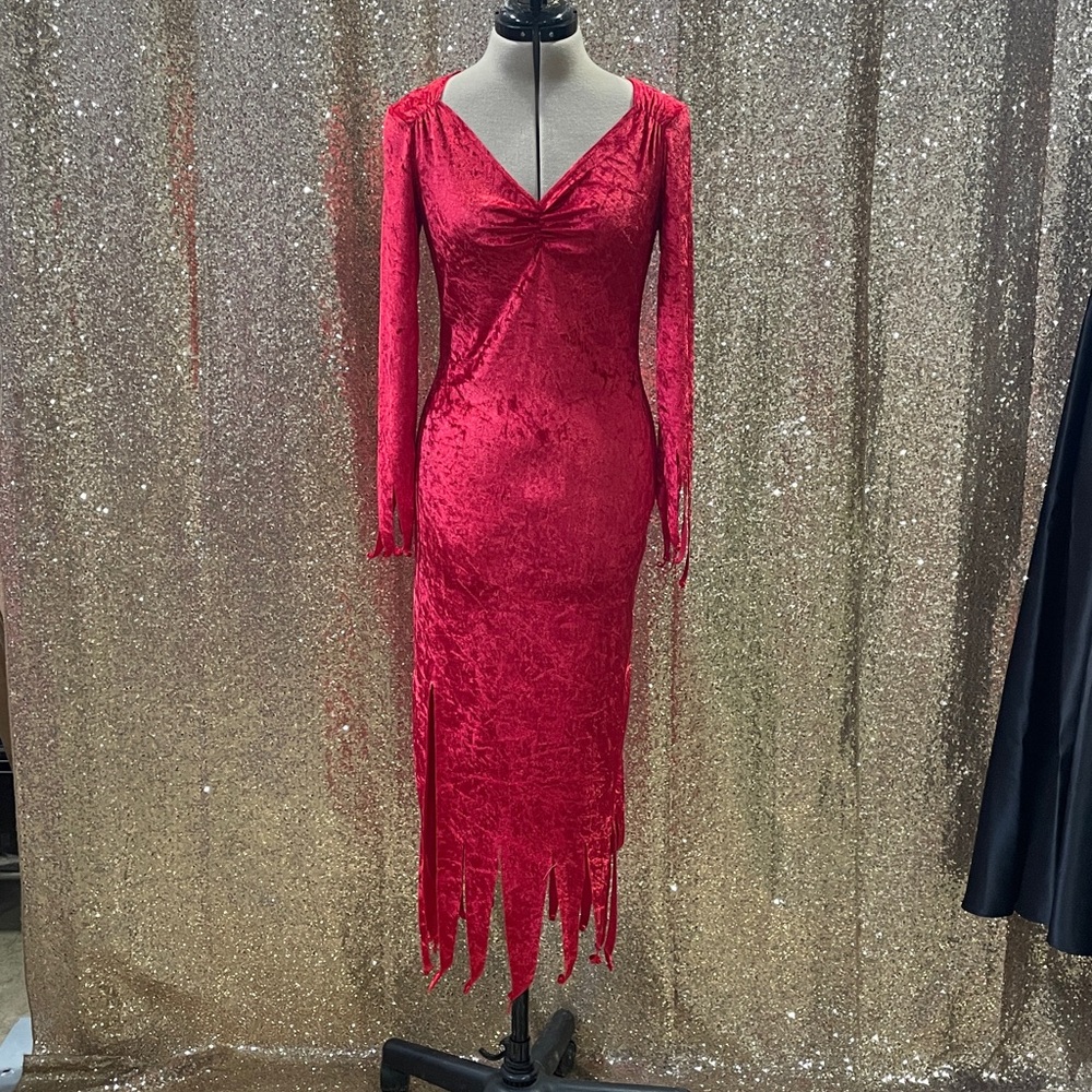 Elegant Red Velvet Long Sleeve “She-Devil/Witch” Dress